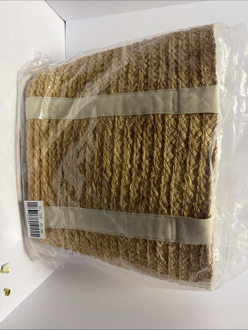 J. Crew Factory Natural Jute Tote with Cream Canvas Straps